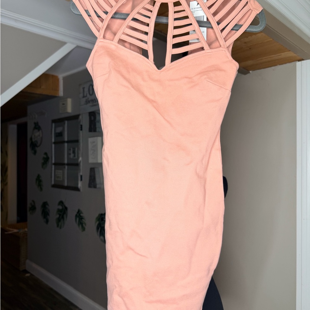 Fashion Nova Peach Backless Dress